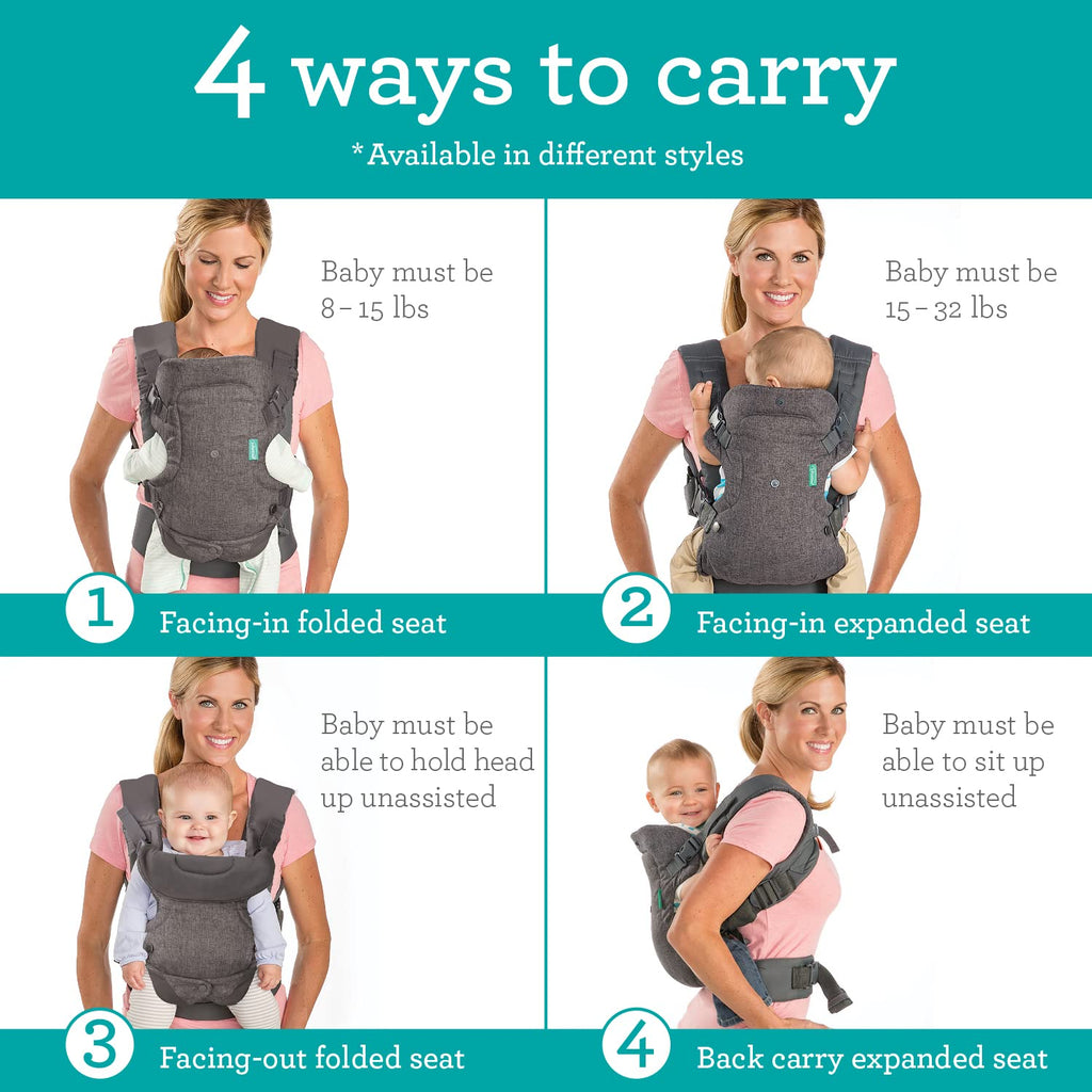 Infantino Flip 4-in-1 Baby Carrier Convertible Ergonomic, Rainbow - Jansha Store
