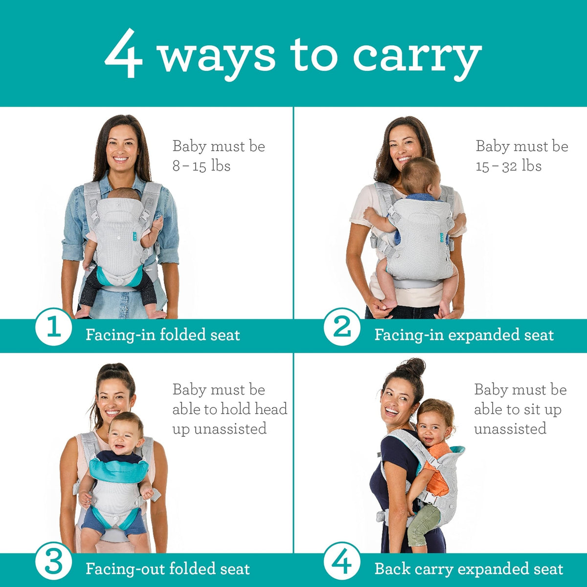 Infantino Flip 4-in-1 Baby Carrier Convertible Ergonomic, Rainbow - Jansha Store