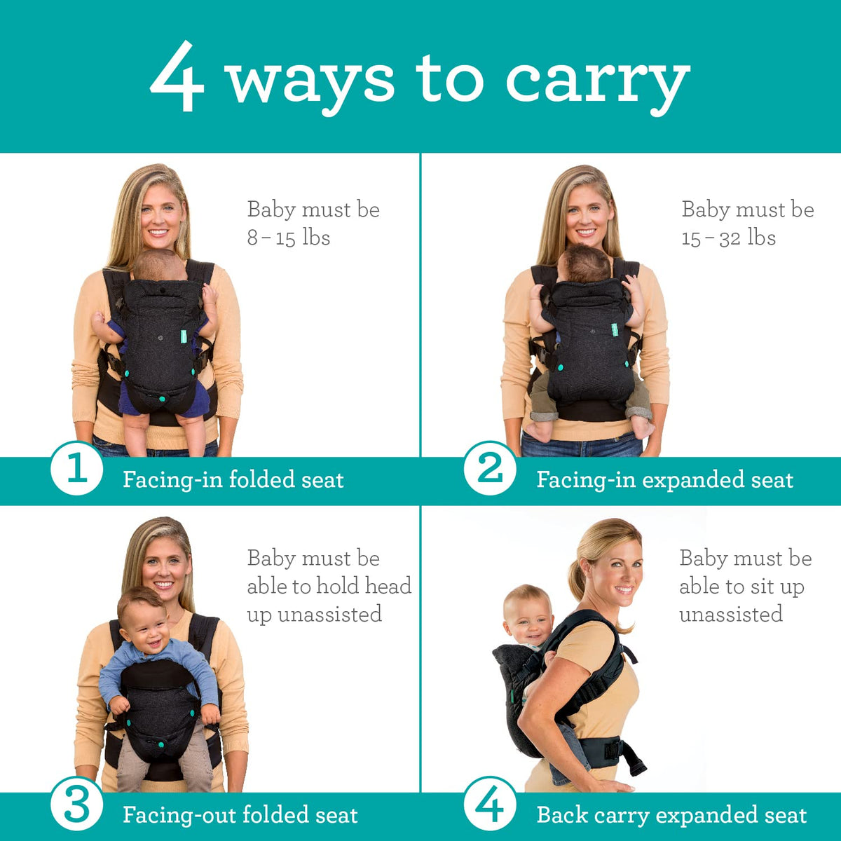 Infantino Flip 4-in-1 Baby Carrier Convertible Ergonomic, Rainbow - Jansha Store