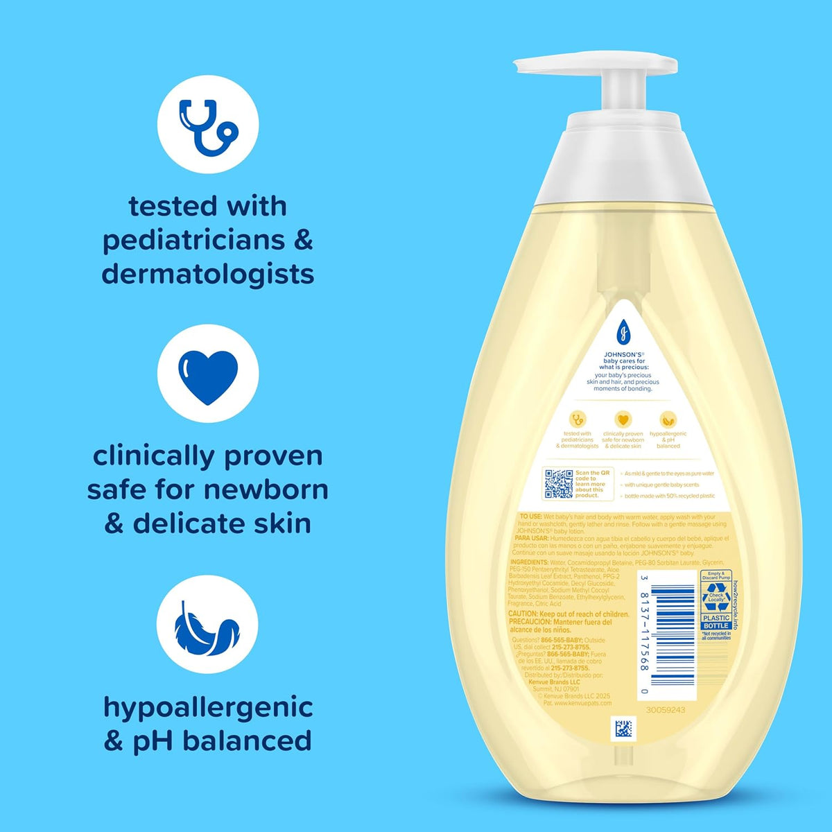 Johnson's Baby Head-to-Toe Wash & Shampoo, Tear Free, 27.1 fl. oz - Jansha Store