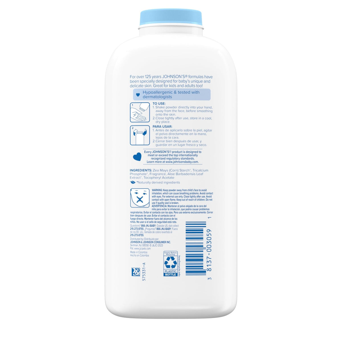 Johnson's Baby Powder, Naturally Derived Cornstarch, Hypoallergenic, 9 oz - Jansha Store