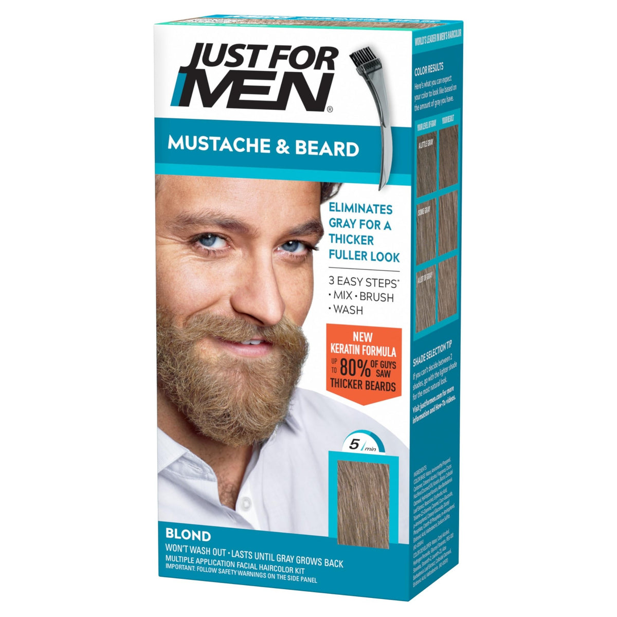 JUST FOR MEN Mustache & Beard Dye, Keratin, Light Brown M-25 (1 Pack) - Jansha Store