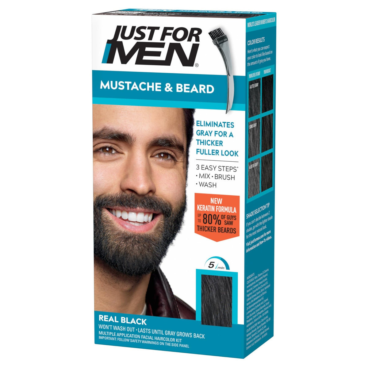 JUST FOR MEN Mustache & Beard Dye, Keratin, Light Brown M-25 (1 Pack) - Jansha Store