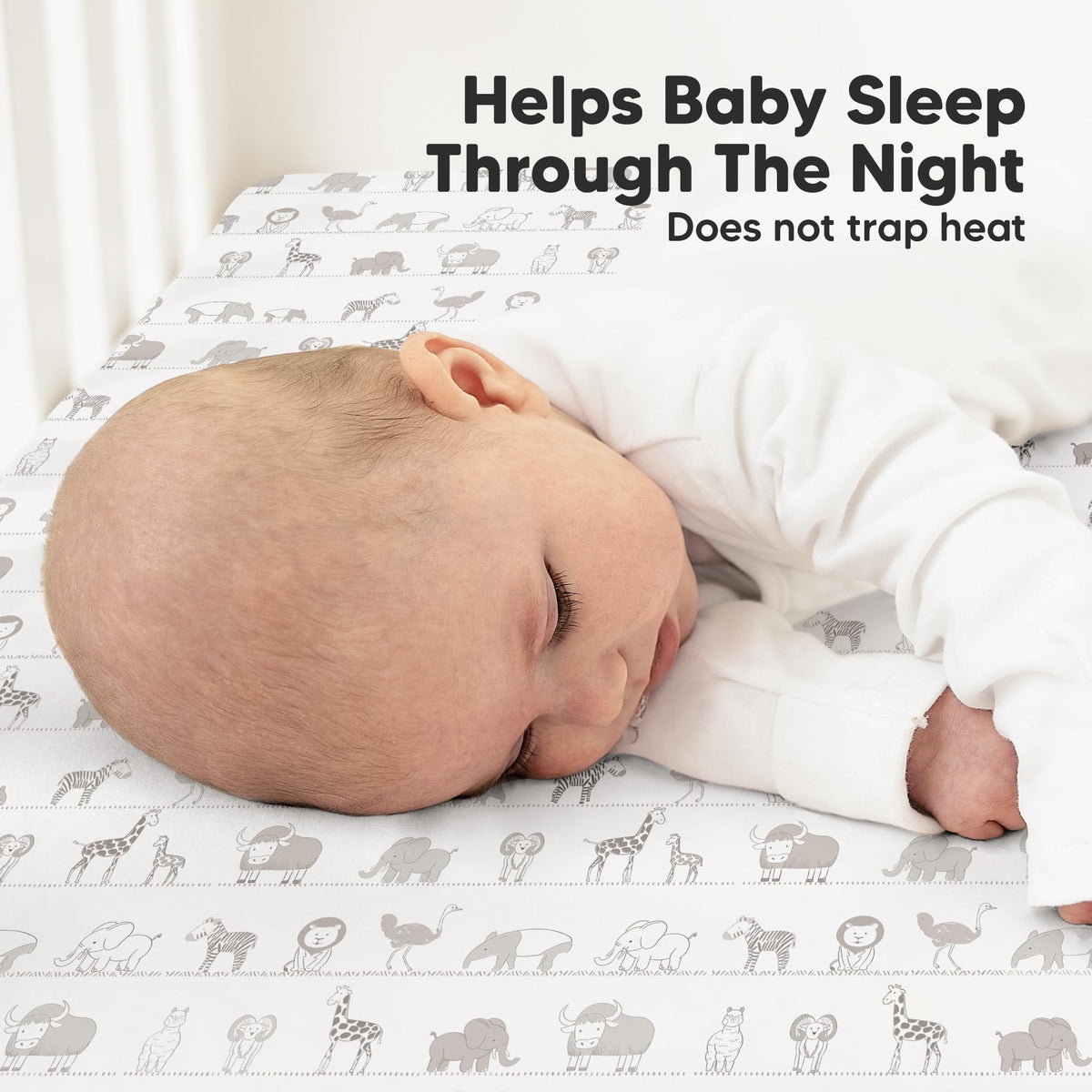 KeaBabies 2pk Organic Cotton Crib Sheets for Boys Girls 52x28, Soft White - Jansha Store