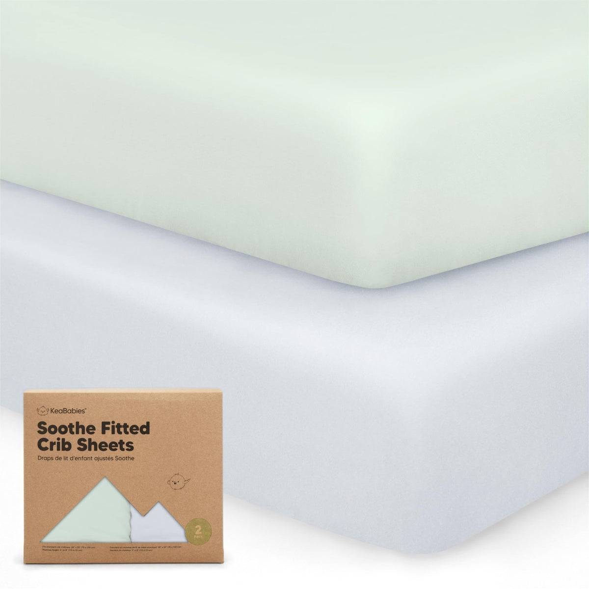 KeaBabies 2pk Organic Cotton Crib Sheets for Boys Girls 52x28, Soft White - Jansha Store