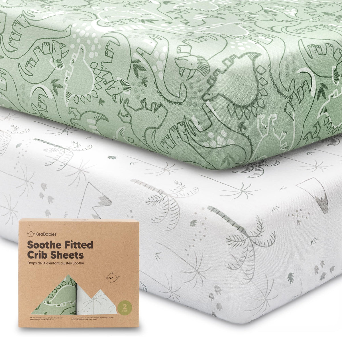 KeaBabies 2pk Organic Cotton Crib Sheets for Boys Girls 52x28, Soft White - Jansha Store