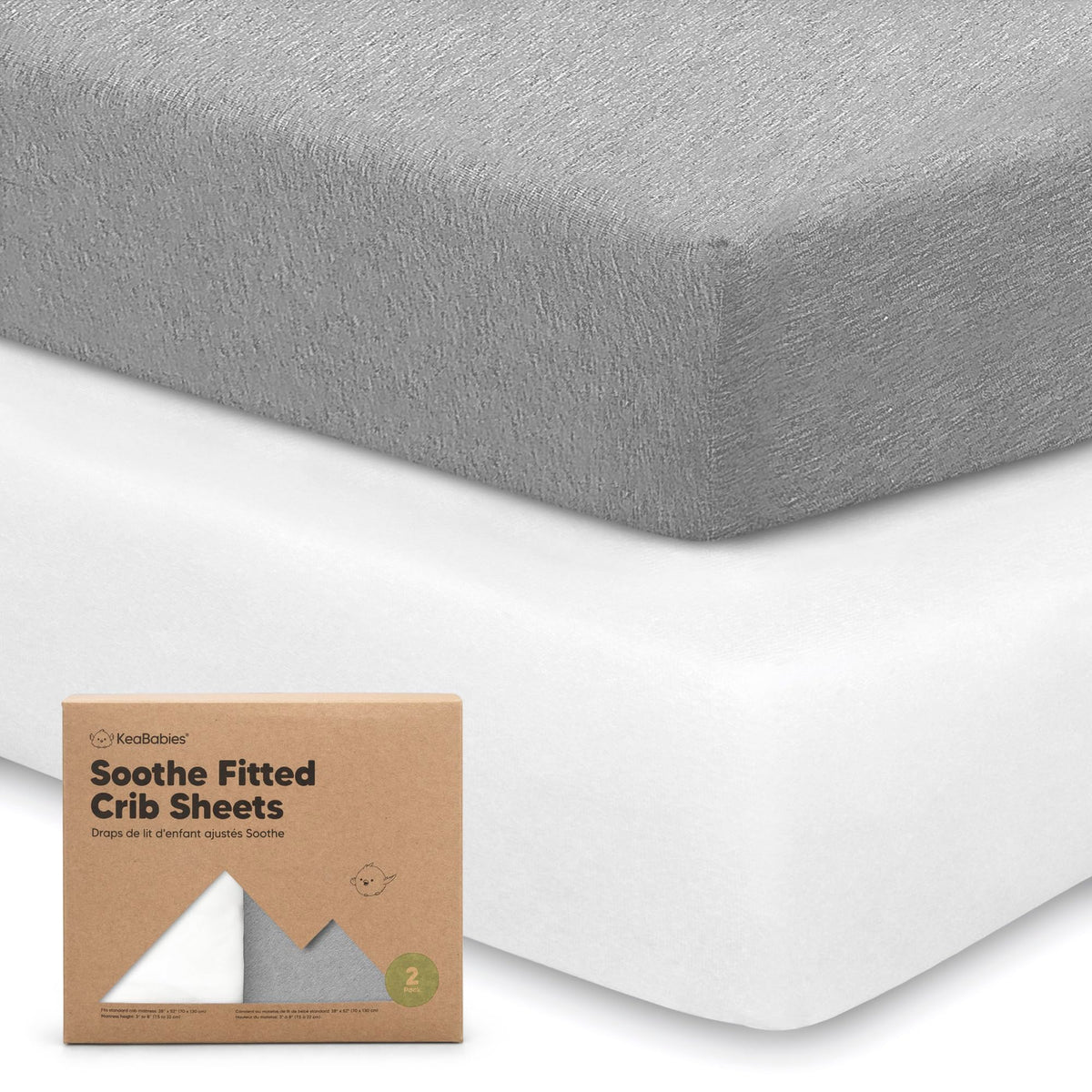 KeaBabies 2pk Organic Cotton Crib Sheets for Boys Girls 52x28, Soft White - Jansha Store