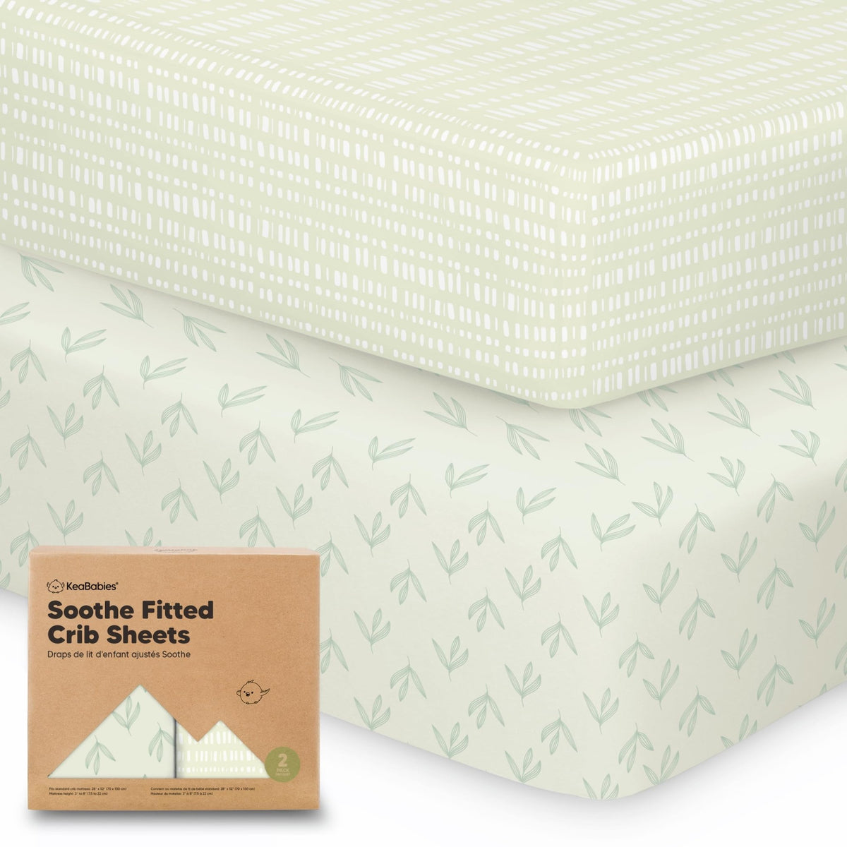 KeaBabies 2pk Organic Cotton Crib Sheets for Boys Girls 52x28, Soft White - Jansha Store