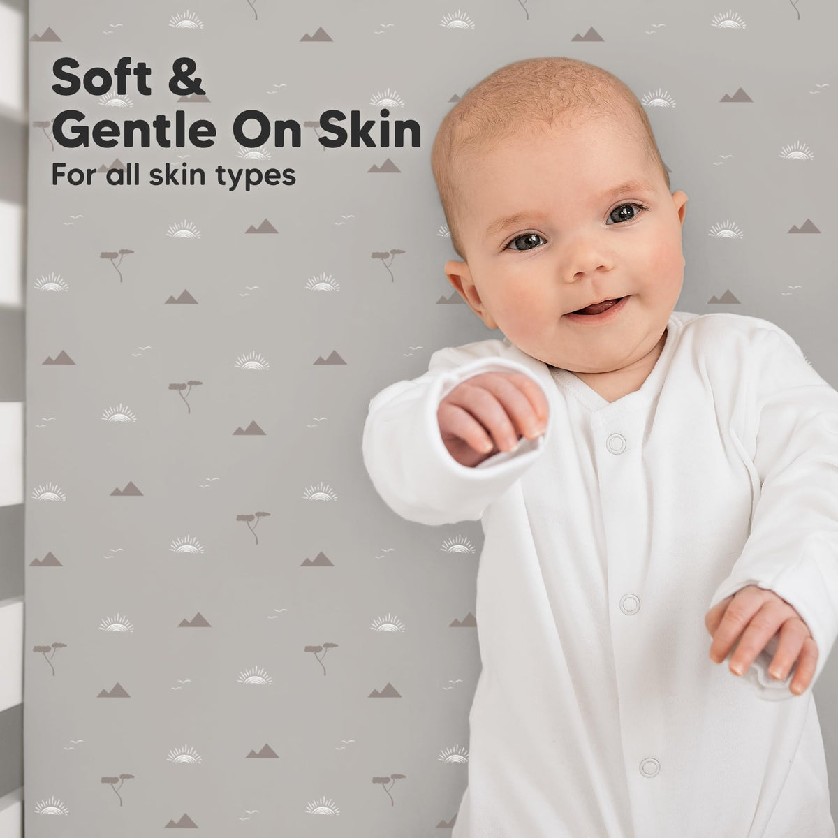 KeaBabies 2pk Organic Cotton Crib Sheets for Boys Girls 52x28, Soft White - Jansha Store