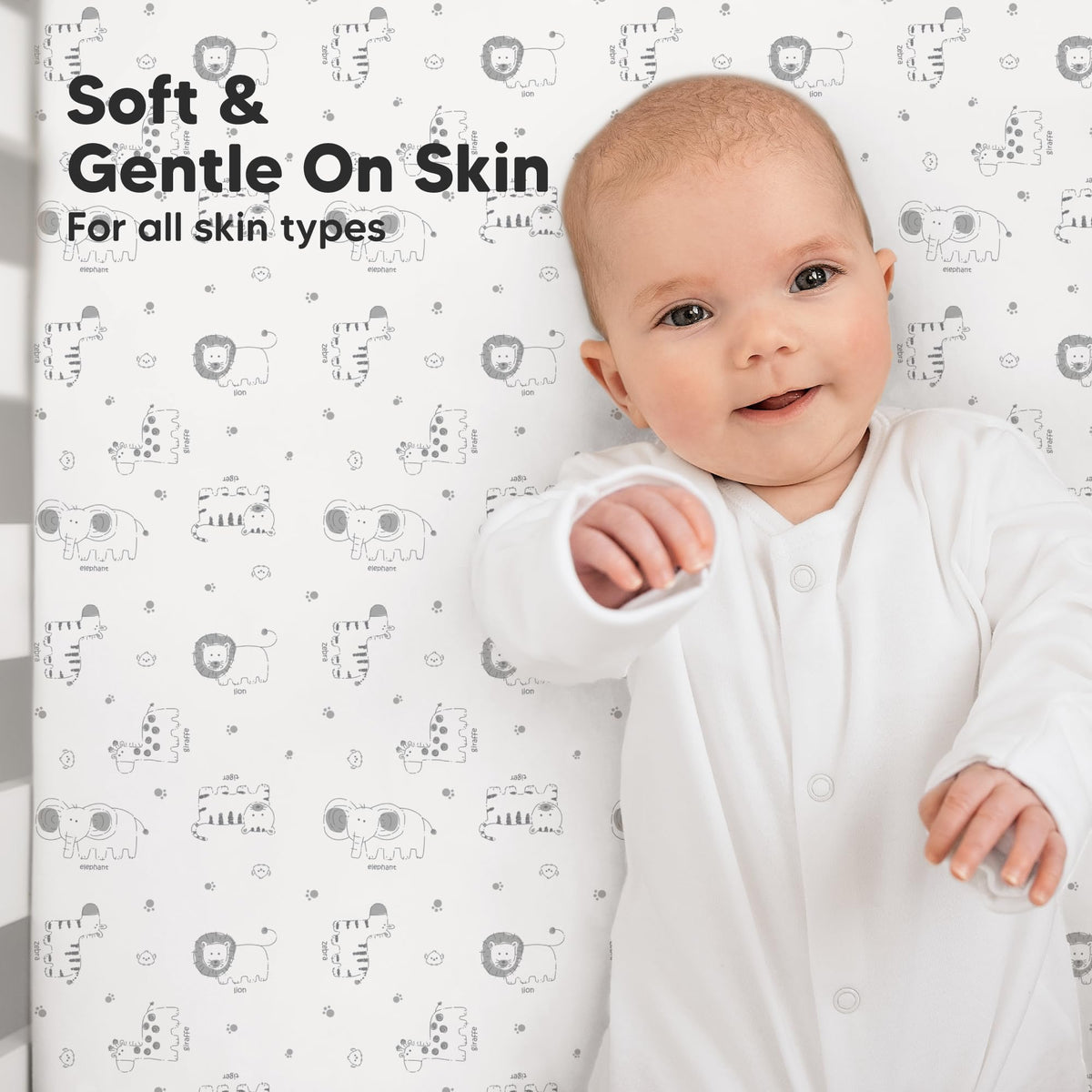 KeaBabies 2pk Organic Cotton Crib Sheets for Boys Girls 52x28, Soft White - Jansha Store
