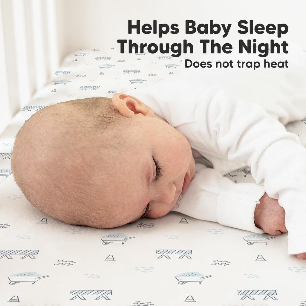 KeaBabies 2pk Organic Cotton Crib Sheets for Boys Girls 52x28, Soft White - Jansha Store