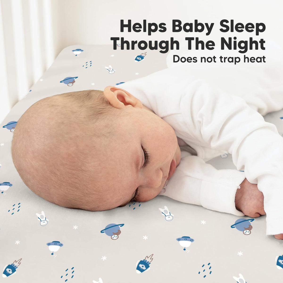 KeaBabies 2pk Organic Cotton Crib Sheets for Boys Girls 52x28, Soft White - Jansha Store