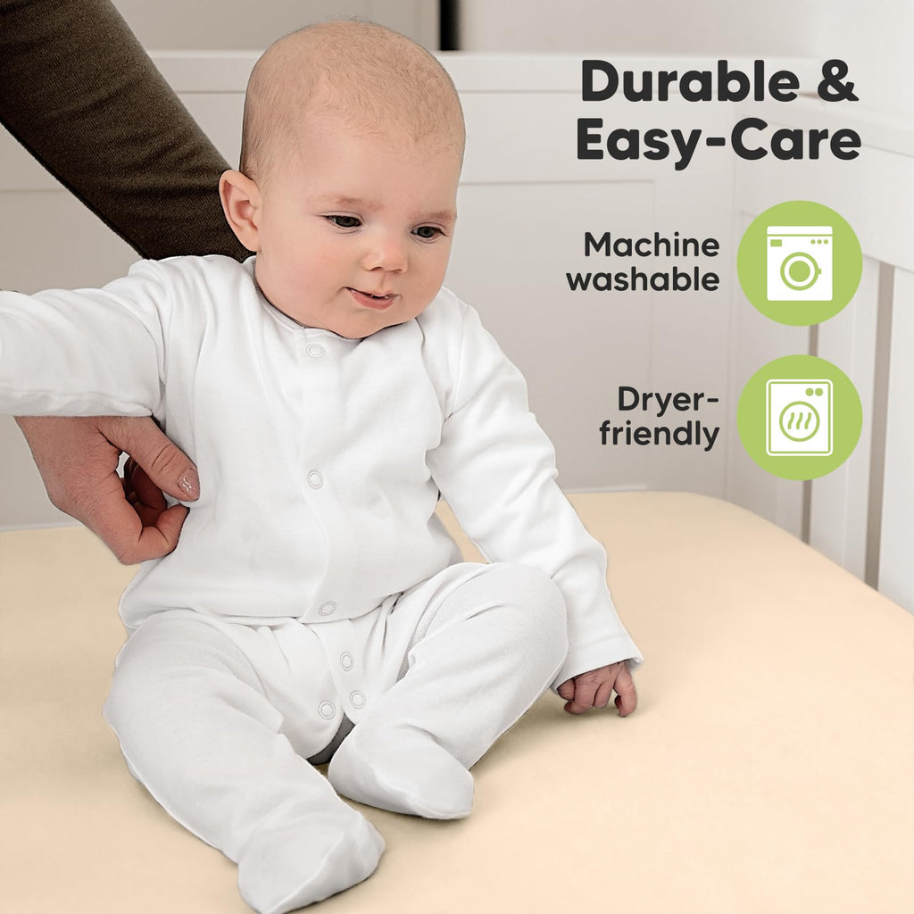 KeaBabies 2pk Organic Cotton Crib Sheets for Boys Girls 52x28, Soft White - Jansha Store