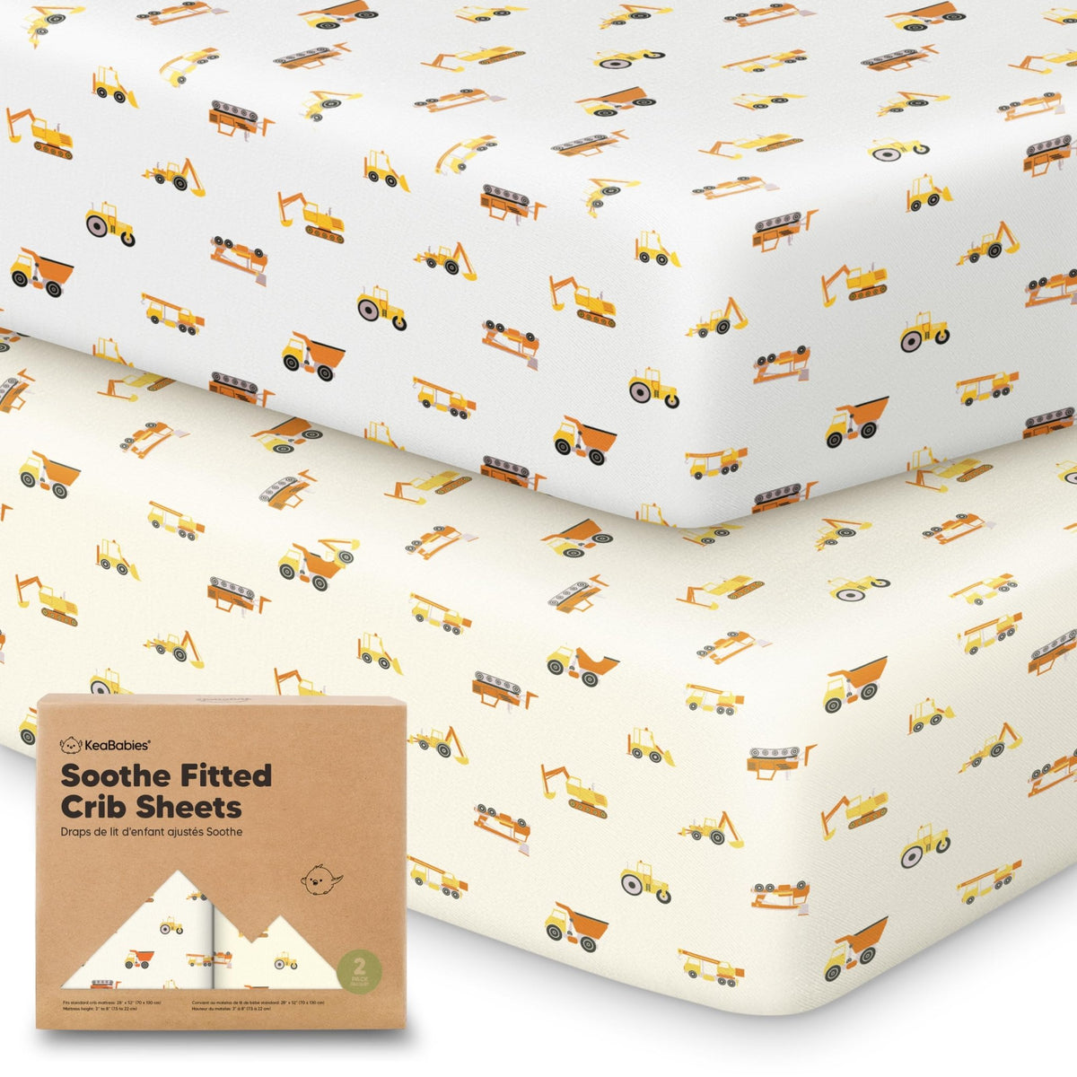KeaBabies 2pk Organic Cotton Crib Sheets for Boys Girls 52x28, Soft White - Jansha Store