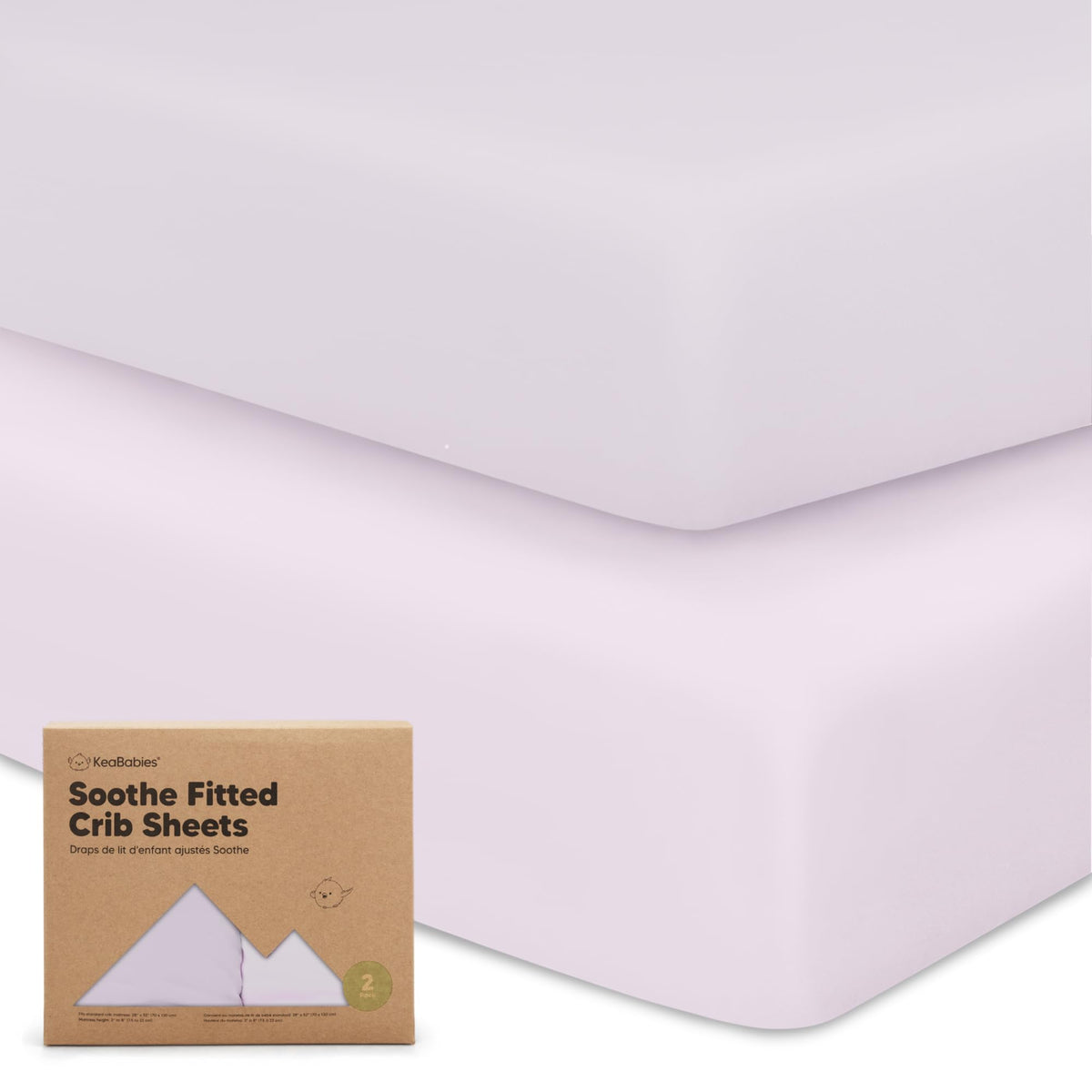 KeaBabies 2pk Organic Cotton Crib Sheets for Boys Girls 52x28, Soft White - Jansha Store