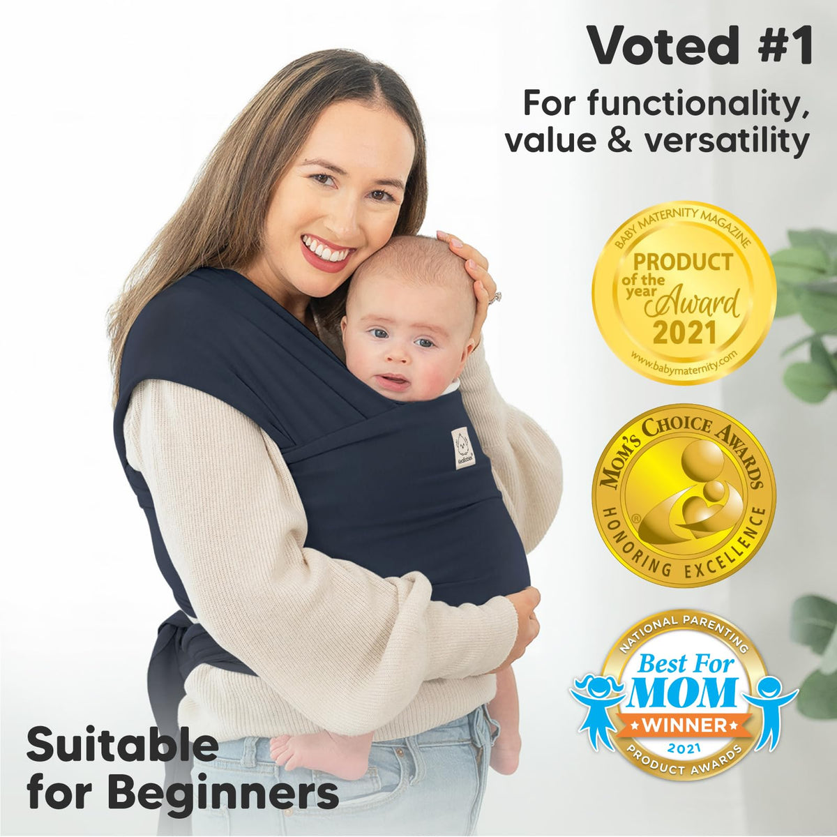 KeaBabies Baby Wrap Carrier, All in 1 Original Baby Carrier, Trendy Black - Jansha Store