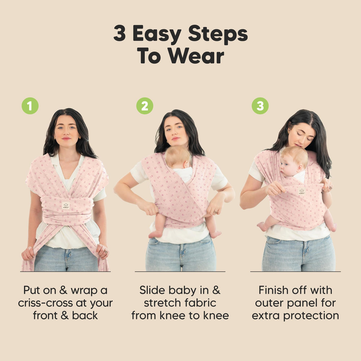 KeaBabies Baby Wrap Carrier, All in 1 Original Baby Carrier, Trendy Black - Jansha Store