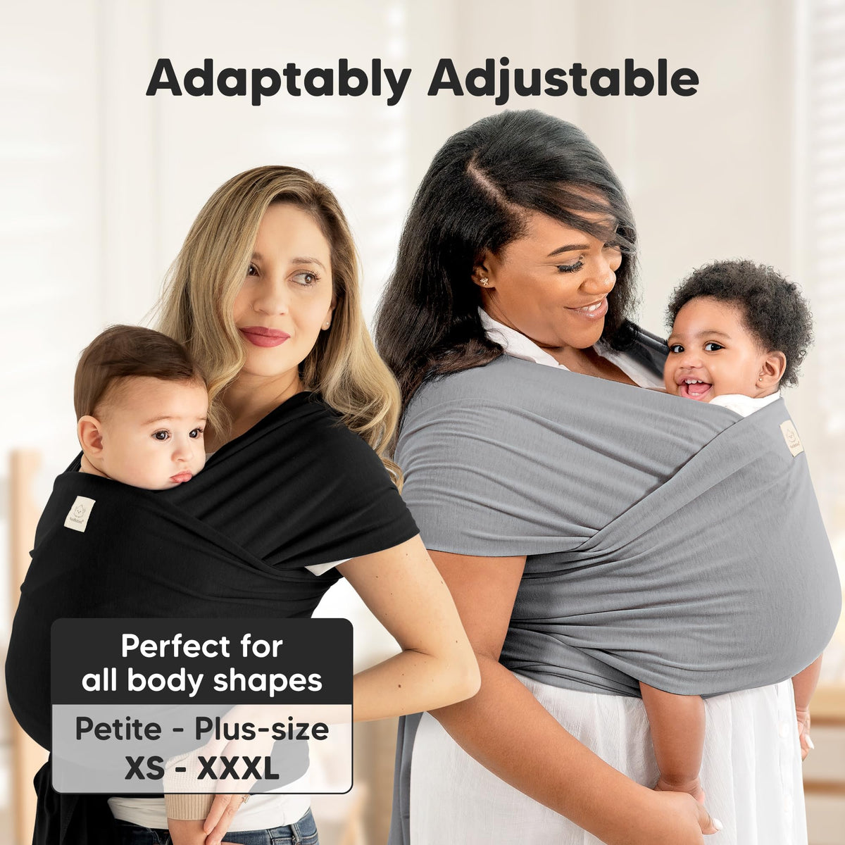 KeaBabies Baby Wrap Carrier, All in 1 Original Baby Carrier, Trendy Black - Jansha Store