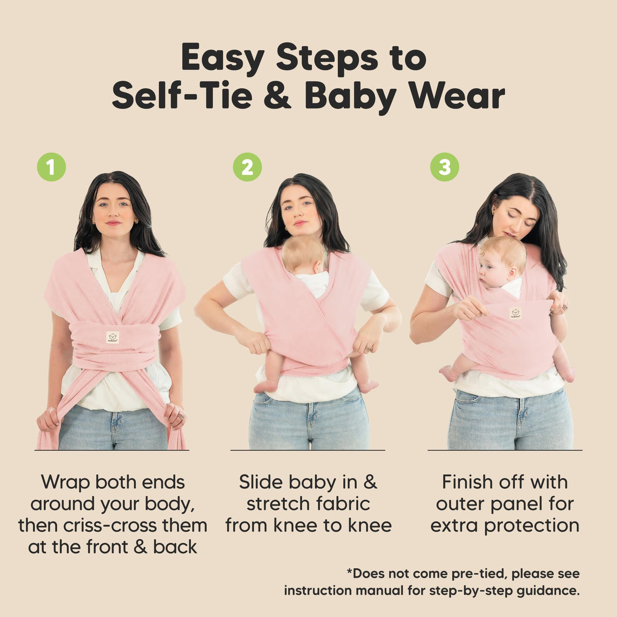 KeaBabies Baby Wrap Carrier, All in 1 Original Baby Carrier, Trendy Black - Jansha Store