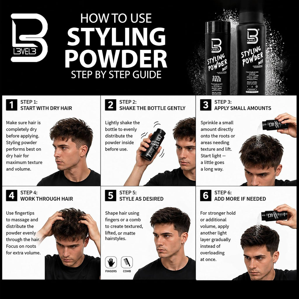 L3 Level 3 Hair Texture Powder for Men, Volume, Natural Look, 30 g - Jansha Store