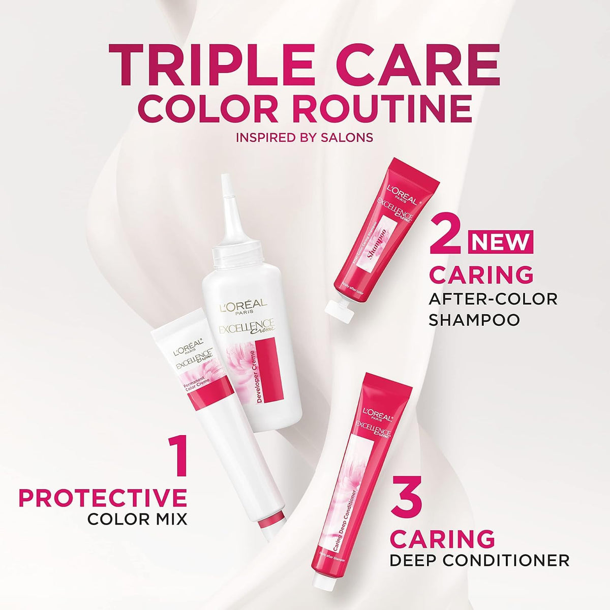 L'Oreal Paris Excellence Crème Permanent Hair Dye, Triple Care Hair Color with Hyaluronic Acid for 100% Gray Coverage, 4 Dark Brown, 1 Kit (Packaging May Vary) - Jansha Store