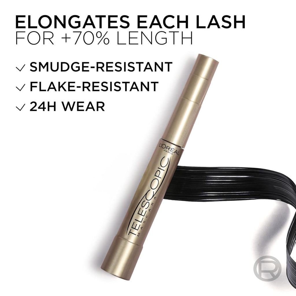 L’Oreal Paris Original Telescopic Mascara, Lengthening, Blackest Black - Jansha Store
