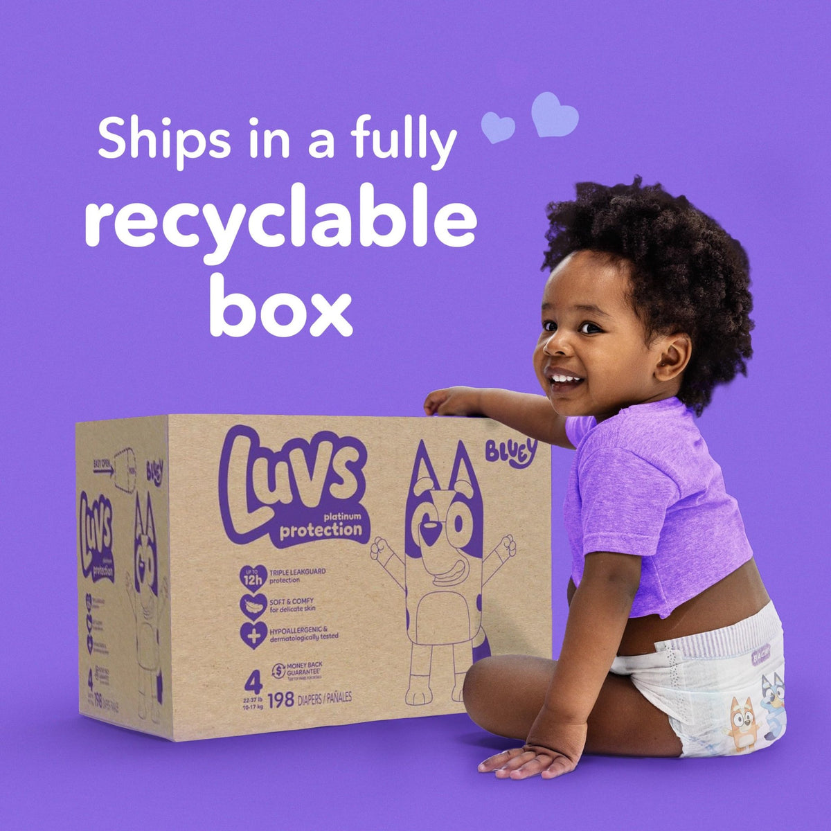 Luvs Size 8 Baby Diapers, Platinum Protection Bluey Diapers for Day & Night,Size 8 (46+ lb), 108 Count - Jansha Store