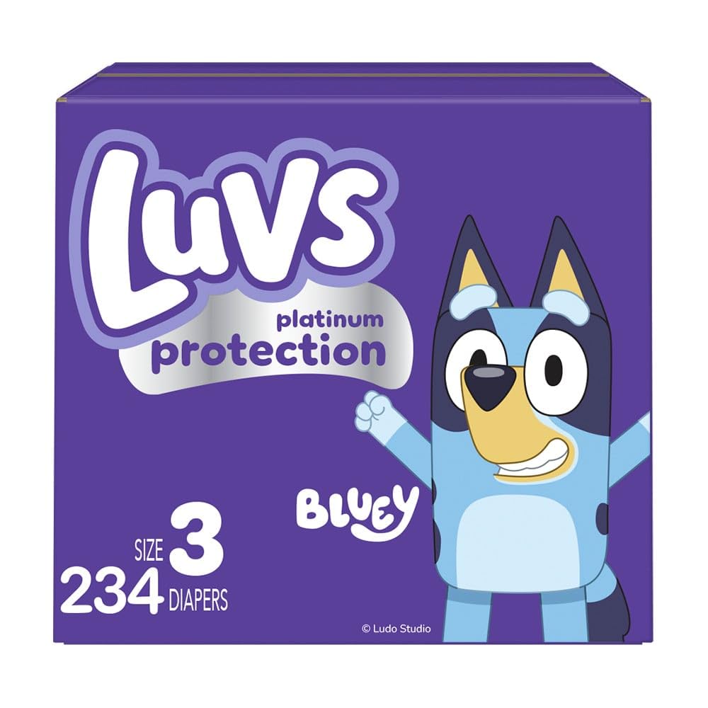 Luvs Size 8 Baby Diapers, Platinum Protection Bluey Diapers for Day & Night,Size 8 (46+ lb), 108 Count - Jansha Store