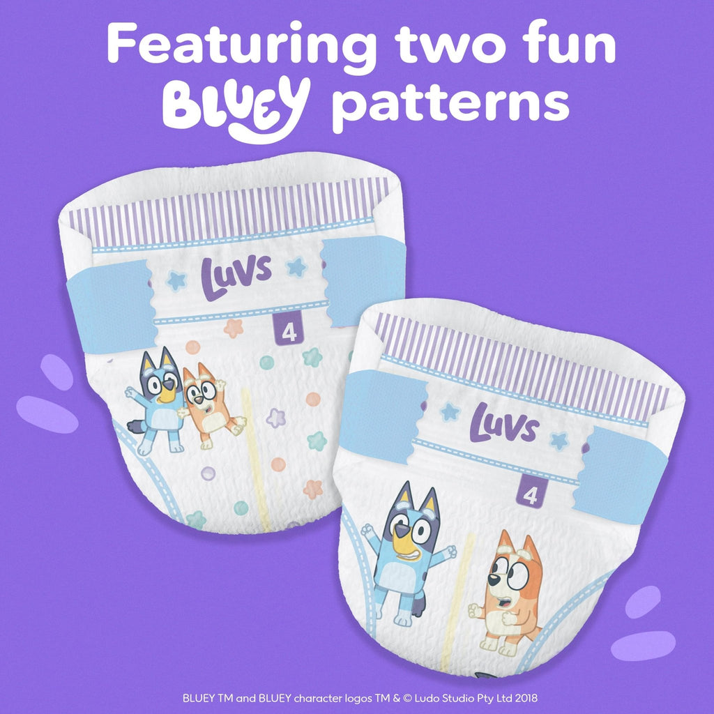 Luvs Size 8 Baby Diapers, Platinum Protection Bluey Diapers for Day & Night,Size 8 (46+ lb), 108 Count - Jansha Store