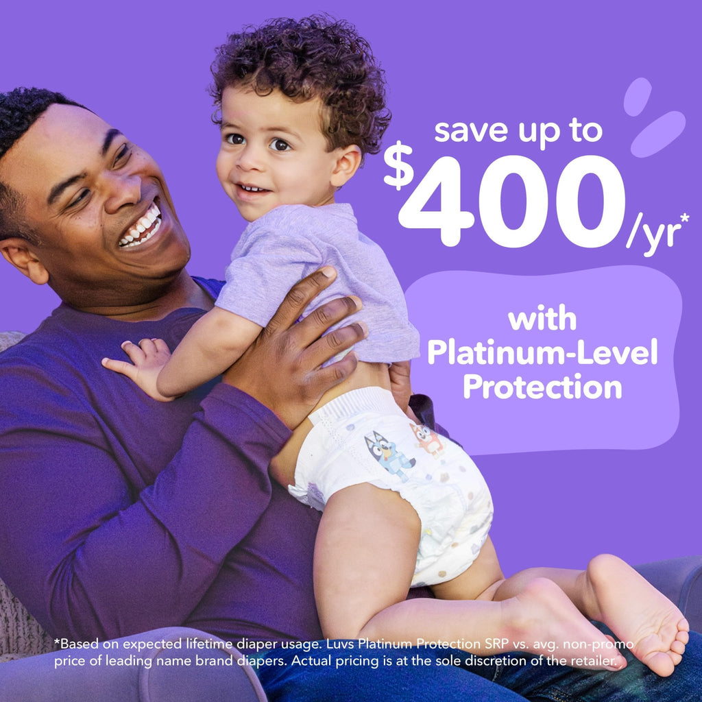 Luvs Size 8 Baby Diapers, Platinum Protection Bluey Diapers for Day & Night,Size 8 (46+ lb), 108 Count - Jansha Store