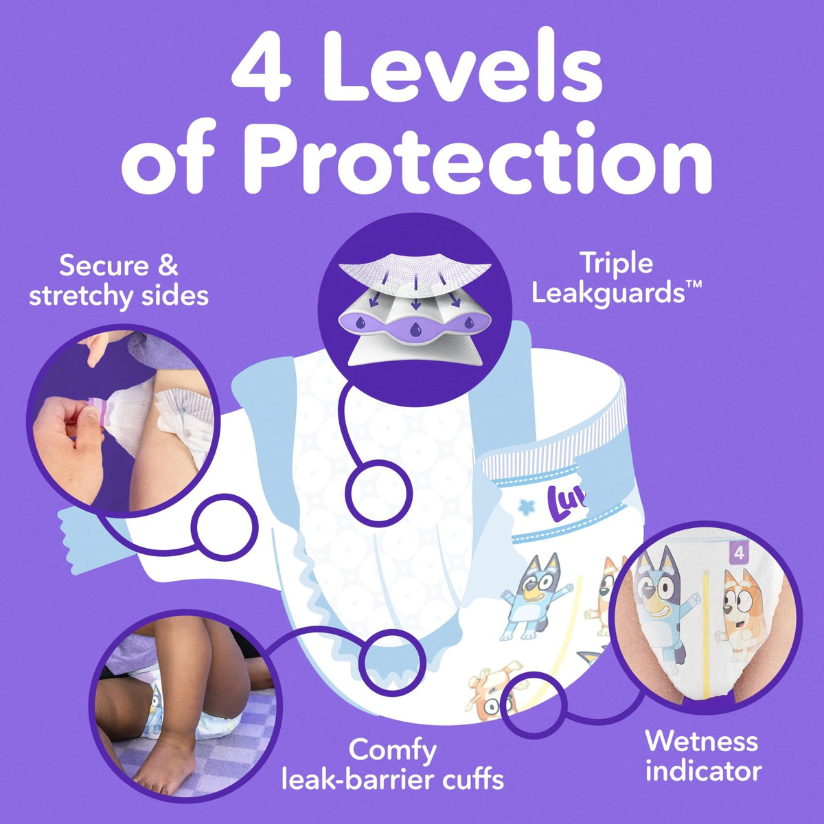 Luvs Size 8 Baby Diapers, Platinum Protection Bluey Diapers for Day & Night,Size 8 (46+ lb), 108 Count - Jansha Store