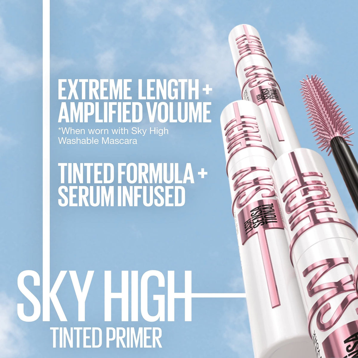 Maybelline Lash Sensational Sky High Washable Mascara Makeup, Volumizing, Lengthening, Defining, Curling, Multiplying, Buildable Formula, Blackest Black, 1 Count - Jansha Store