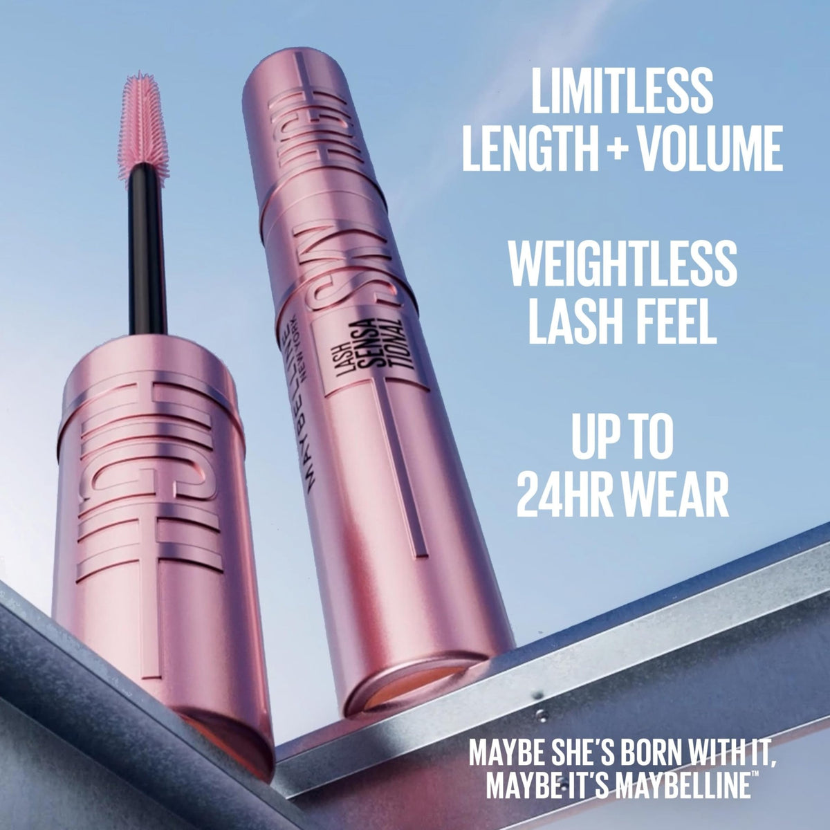 Maybelline Lash Sensational Sky High Washable Mascara Makeup, Volumizing, Lengthening, Defining, Curling, Multiplying, Buildable Formula, Blackest Black, 1 Count - Jansha Store