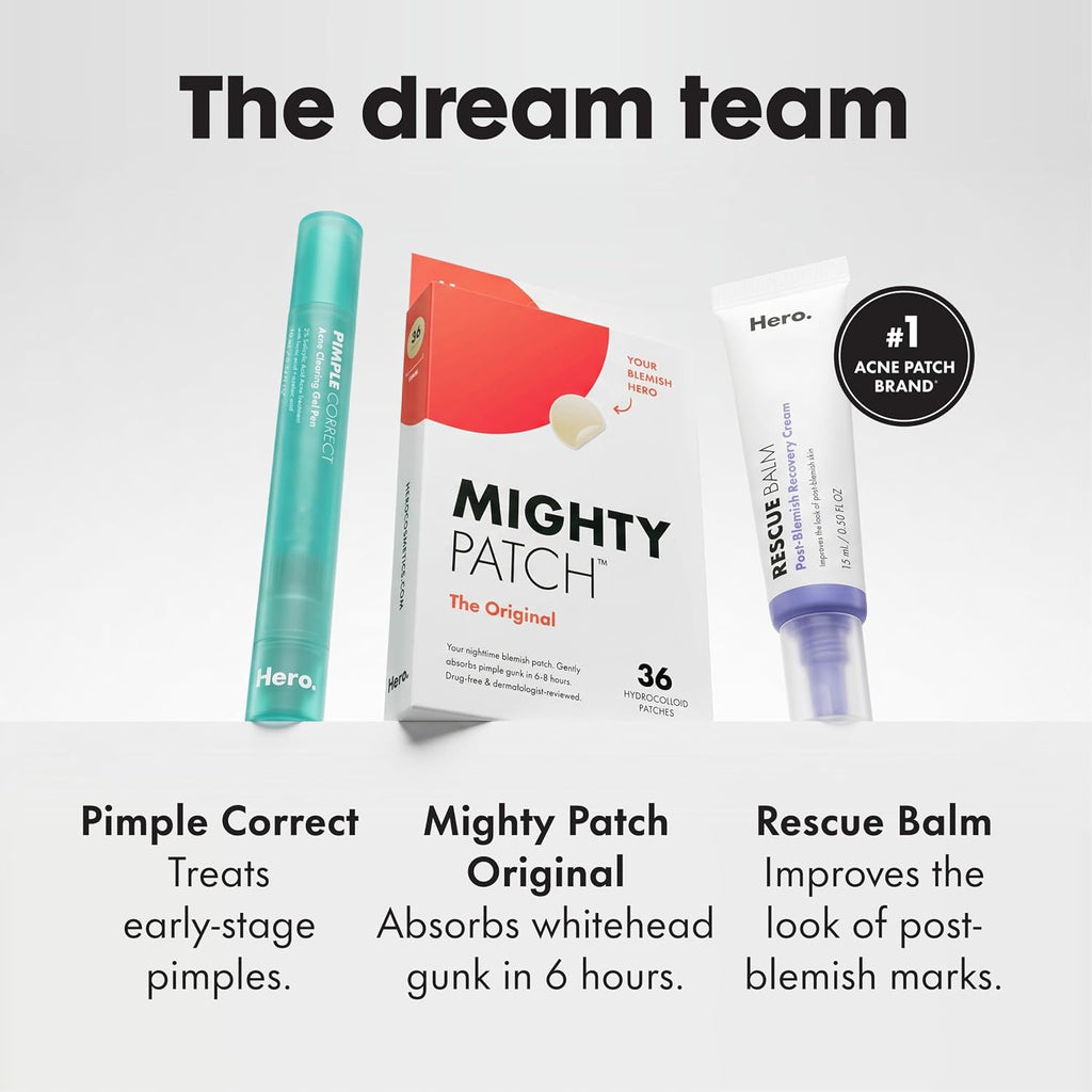 Mighty Patch Hero Cosmetics Original Nighttime Acne Pimple Patches, 36 Ct - Jansha Store