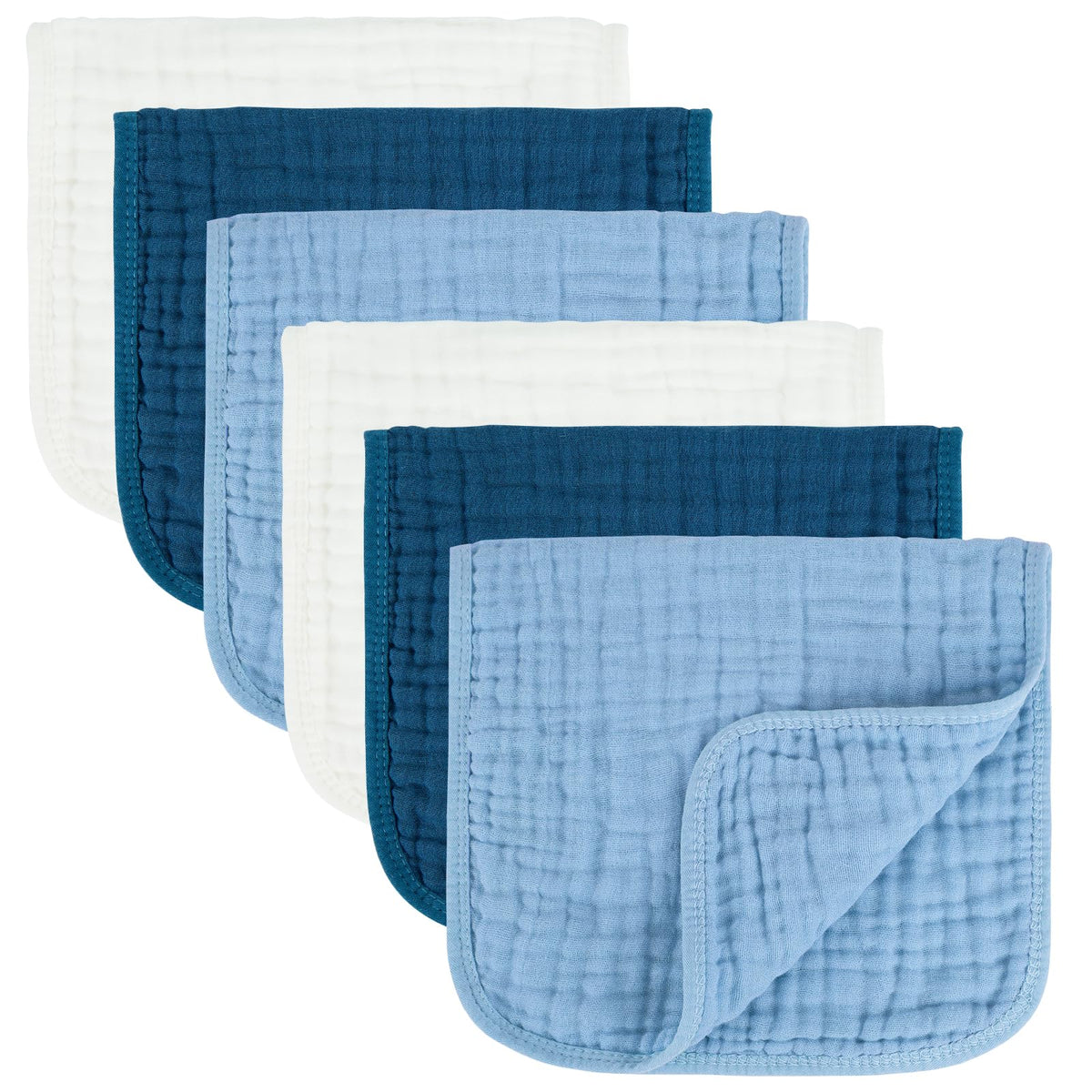 MIGIOL Baby Burp Cloths 100% Cotton Newborn Muslin Burp Cloths 10x20 inches Baby Essentials Blue & Green 5-Pack - Jansha Store