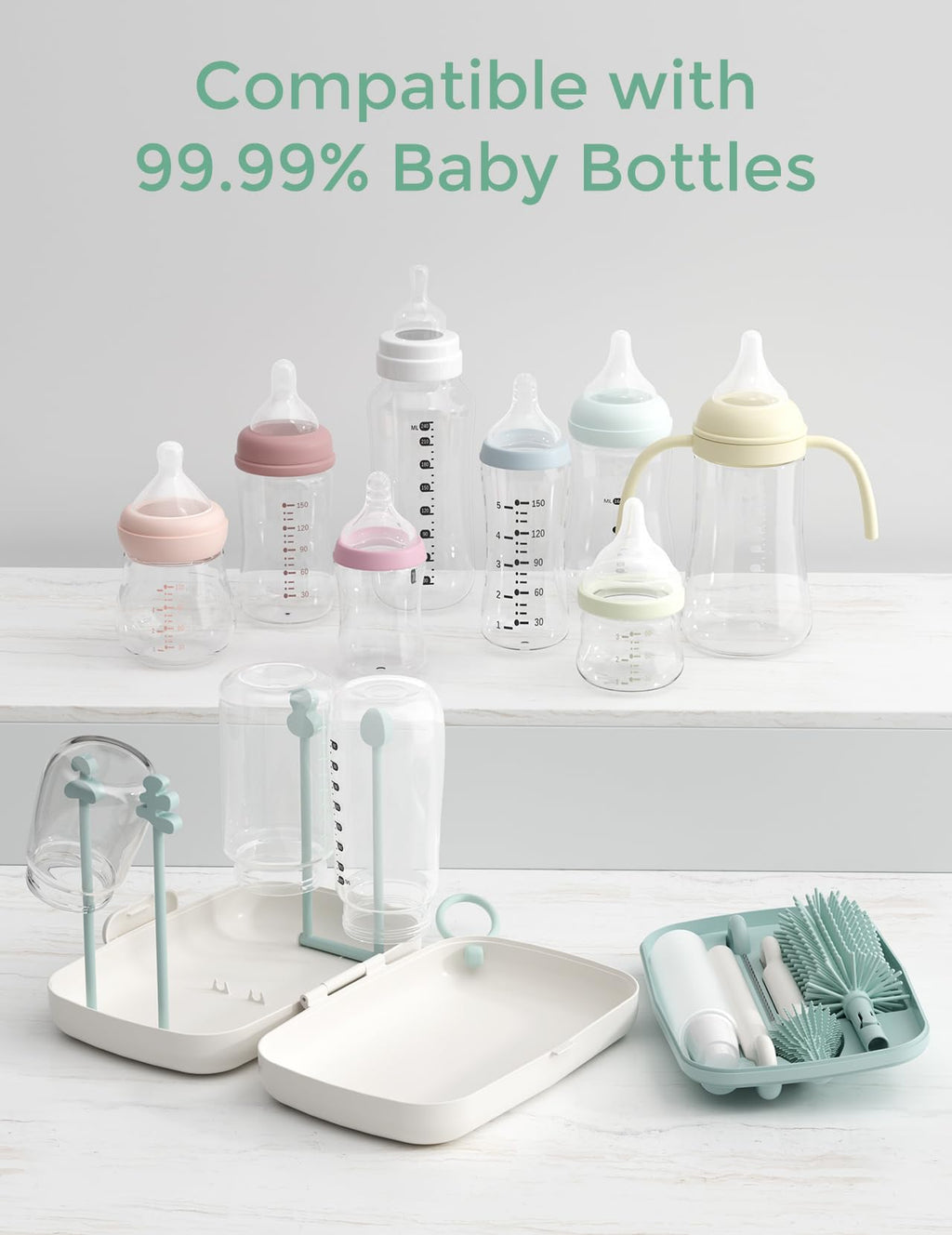 Momcozy Baby Bottle Brush Kit, Push-Press Foam Design, Green - Jansha Store
