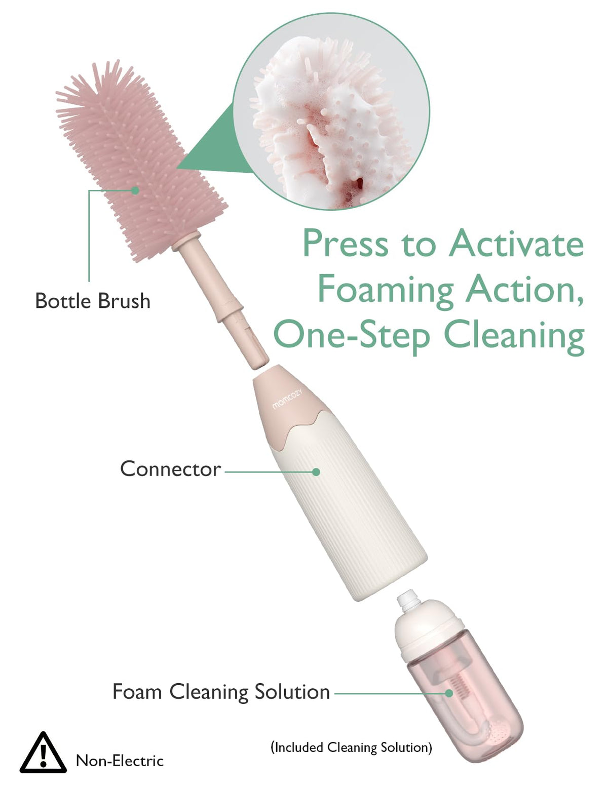 Momcozy Baby Bottle Brush Kit, Push-Press Foam Design, Green - Jansha Store