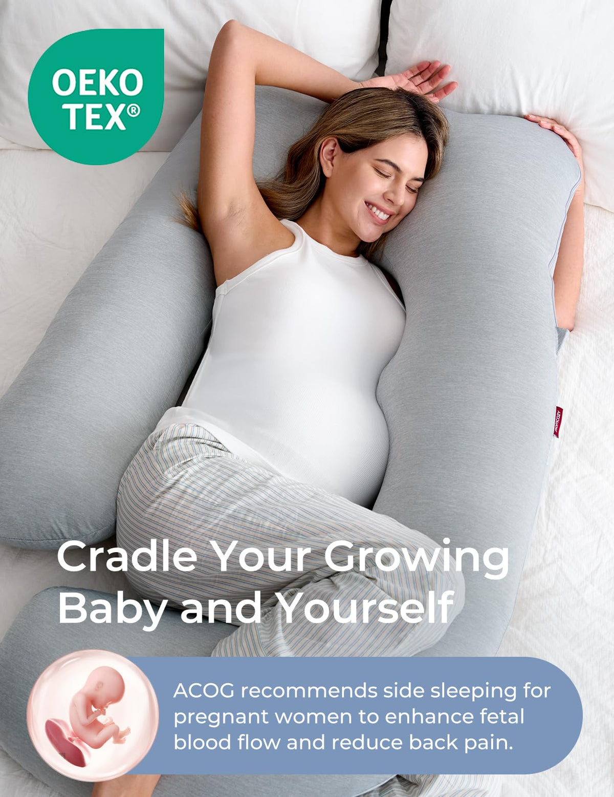 Momcozy Pregnancy Pillow for Sleeping - U Shaped Full Body Maternity Pillow - Jansha Store