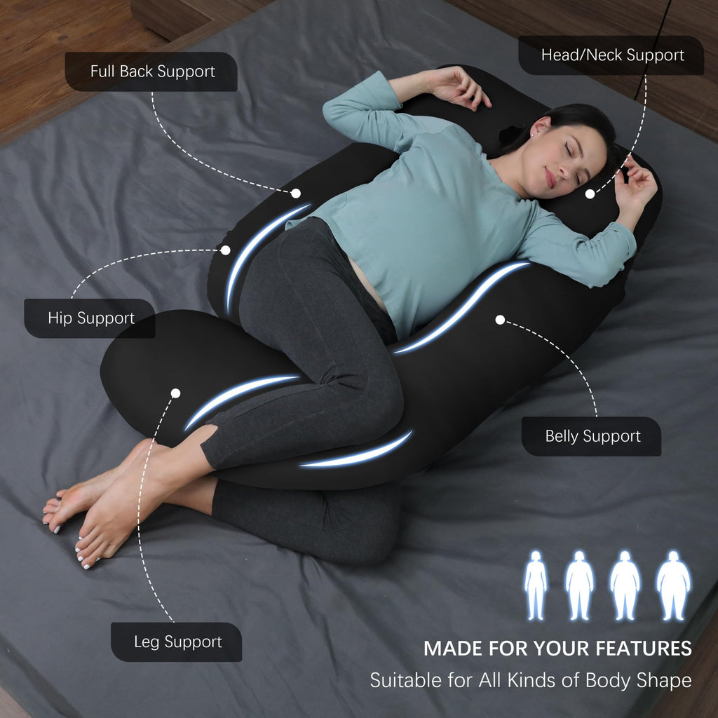 MOON PARK Pregnancy Pillows for Sleeping - U Shaped Full Body Maternity Pillow with Removable Cover - Support for Back, Legs, Belly, HIPS - 65 Inch - Purple - Jansha Store