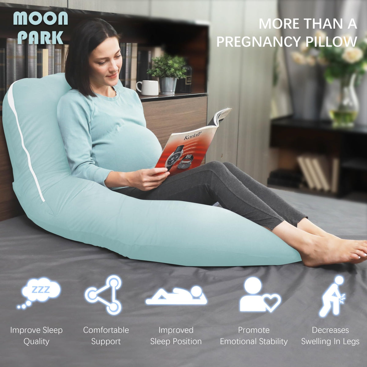 MOON PARK Pregnancy Pillows for Sleeping - U Shaped Full Body Maternity Pillow with Removable Cover - Support for Back, Legs, Belly, HIPS - 65 Inch - Purple - Jansha Store