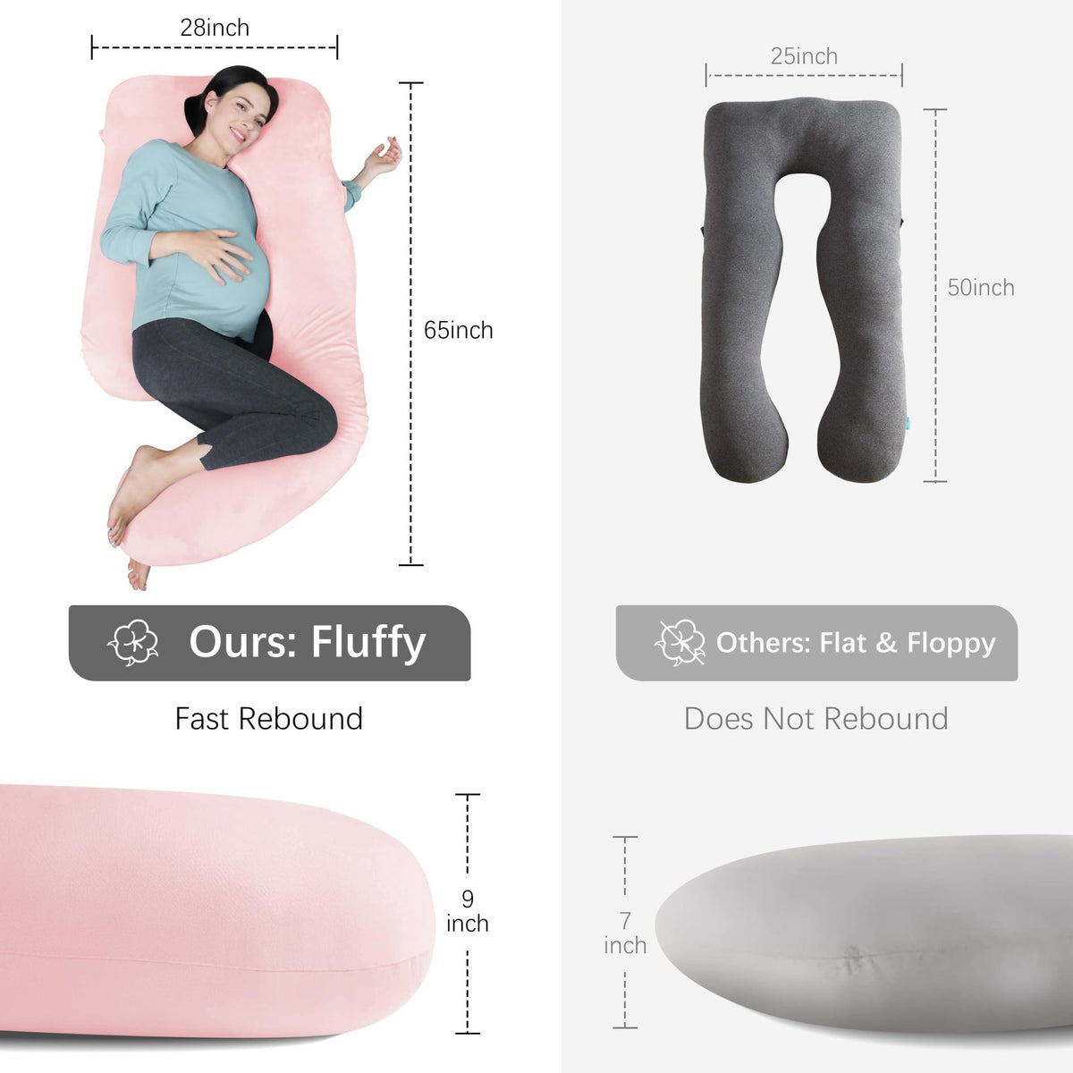 MOON PARK Pregnancy Pillows for Sleeping - U Shaped Full Body Maternity Pillow with Removable Cover - Support for Back, Legs, Belly, HIPS - 65 Inch - Purple - Jansha Store