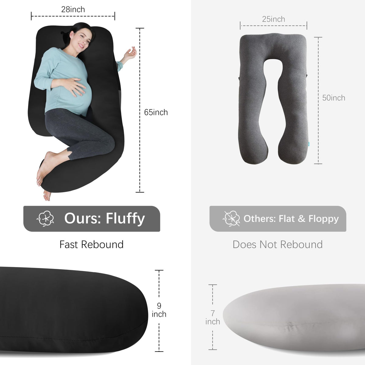 MOON PARK Pregnancy Pillows for Sleeping - U Shaped Full Body Maternity Pillow with Removable Cover - Support for Back, Legs, Belly, HIPS - 65 Inch - Purple - Jansha Store
