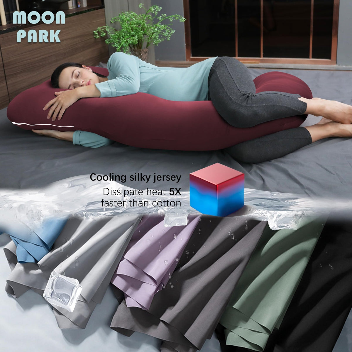 MOON PARK Pregnancy Pillows for Sleeping - U Shaped Full Body Maternity Pillow with Removable Cover - Support for Back, Legs, Belly, HIPS - 65 Inch - Purple - Jansha Store