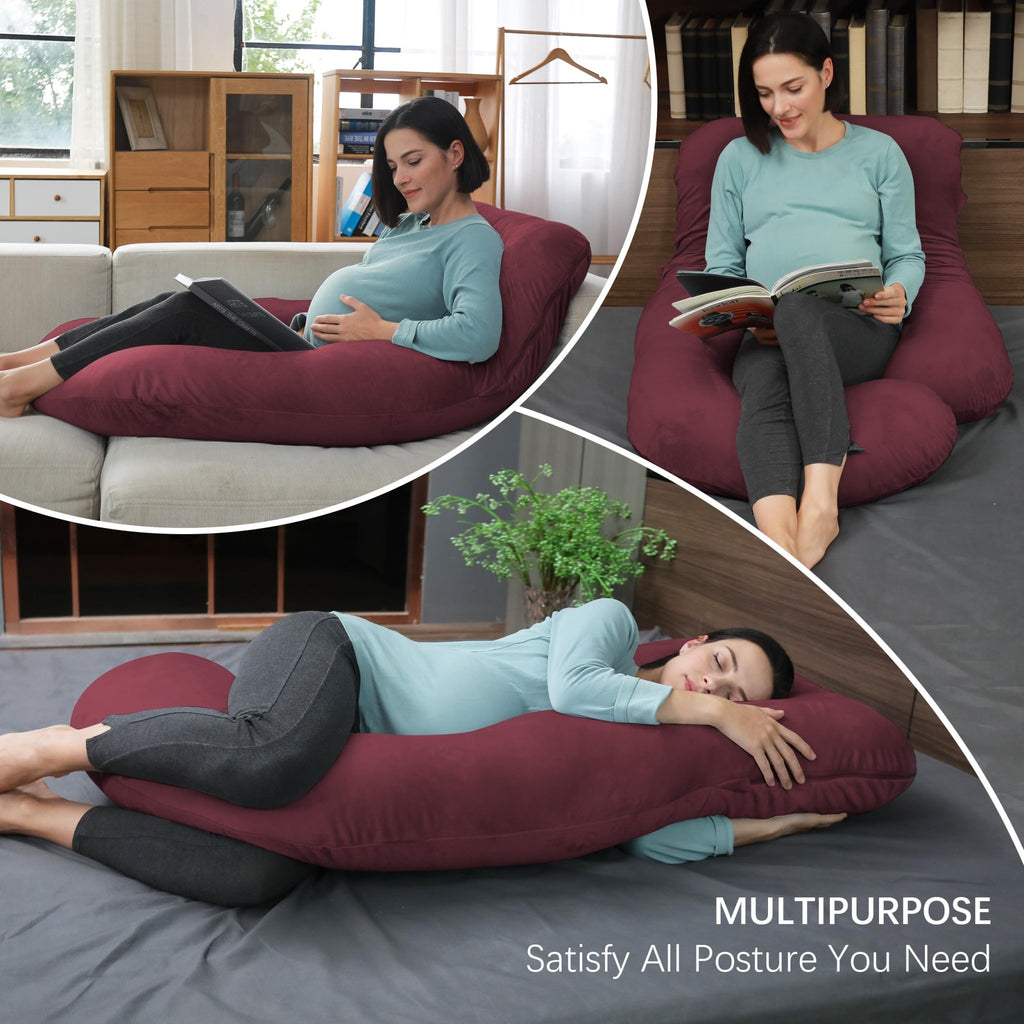 MOON PARK Pregnancy Pillows for Sleeping - U Shaped Full Body Maternity Pillow with Removable Cover - Support for Back, Legs, Belly, HIPS - 65 Inch - Purple - Jansha Store
