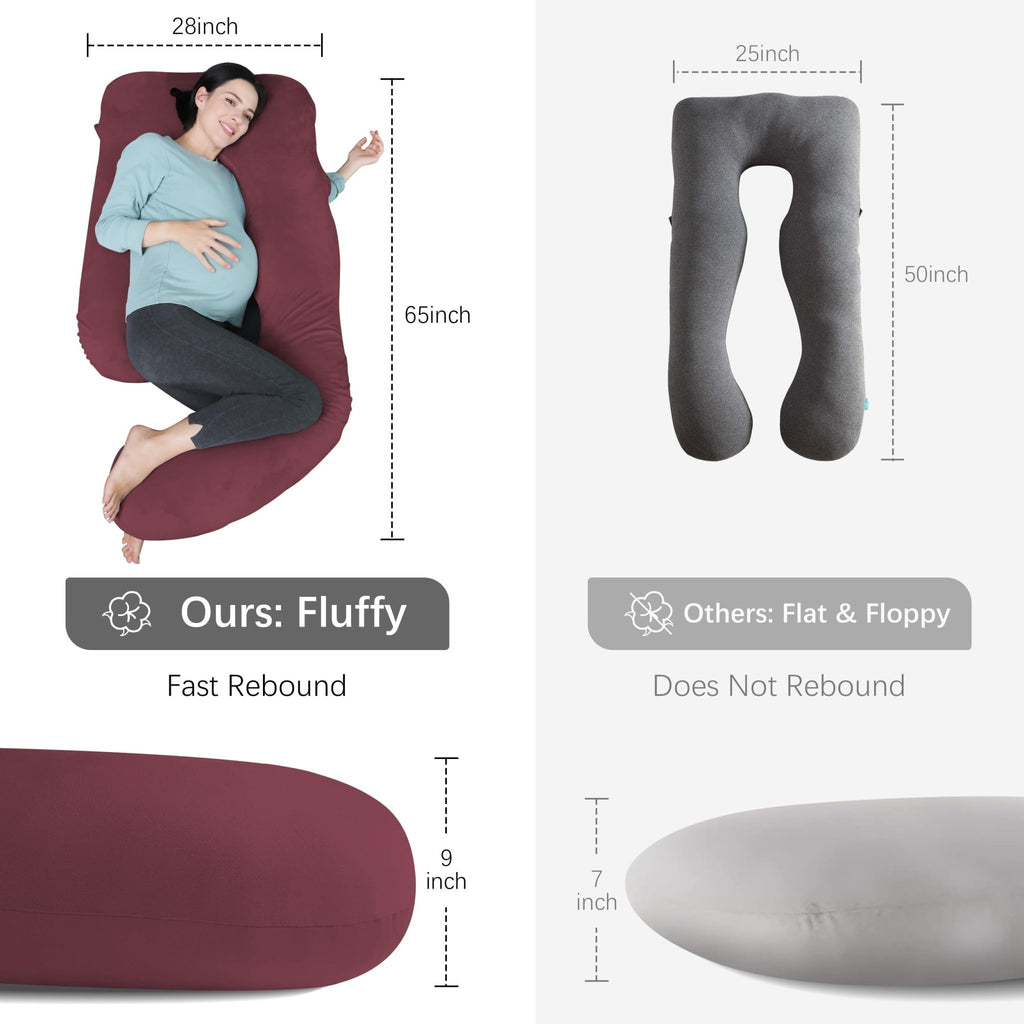 MOON PARK Pregnancy Pillows for Sleeping - U Shaped Full Body Maternity Pillow with Removable Cover - Support for Back, Legs, Belly, HIPS - 65 Inch - Purple - Jansha Store
