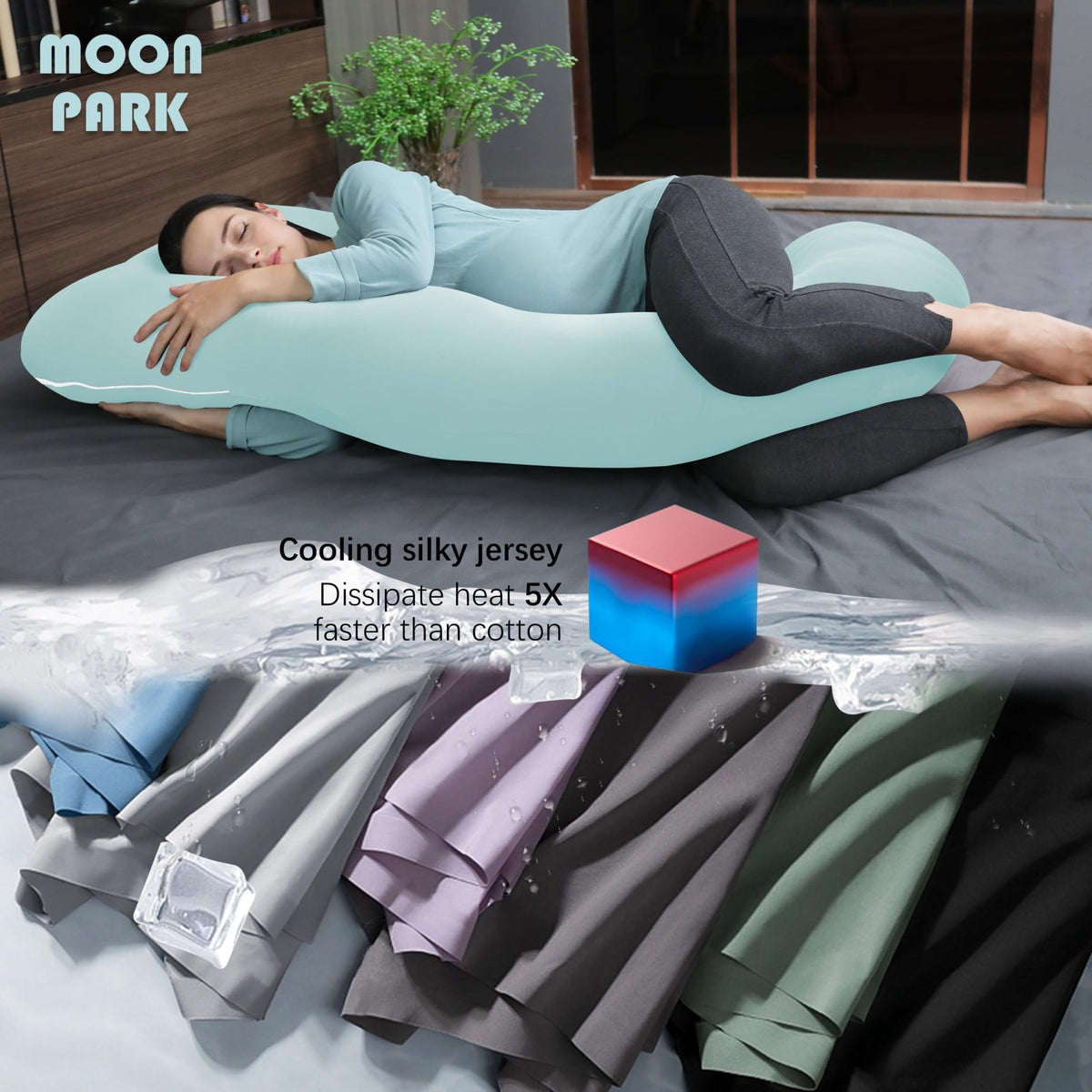 MOON PARK Pregnancy Pillows for Sleeping - U Shaped Full Body Maternity Pillow with Removable Cover - Support for Back, Legs, Belly, HIPS - 65 Inch - Purple - Jansha Store