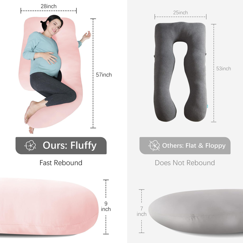 MOON PARK Pregnancy Pillows for Sleeping - U Shaped Full Body Maternity Pillow with Removable Cover - Support for Back, Legs, Belly, HIPS - 65 Inch - Purple - Jansha Store