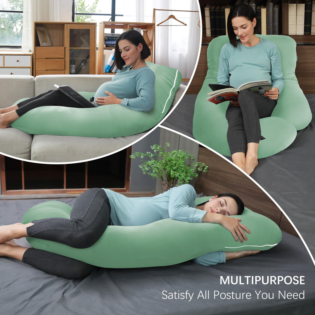 MOON PARK Pregnancy Pillows for Sleeping - U Shaped Full Body Maternity Pillow with Removable Cover - Support for Back, Legs, Belly, HIPS - 65 Inch - Purple - Jansha Store