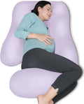 MOON PARK Pregnancy Pillows for Sleeping - U Shaped Full Body Maternity Pillow with Removable Cover - Support for Back, Legs, Belly, HIPS - 65 Inch - Purple - Jansha Store