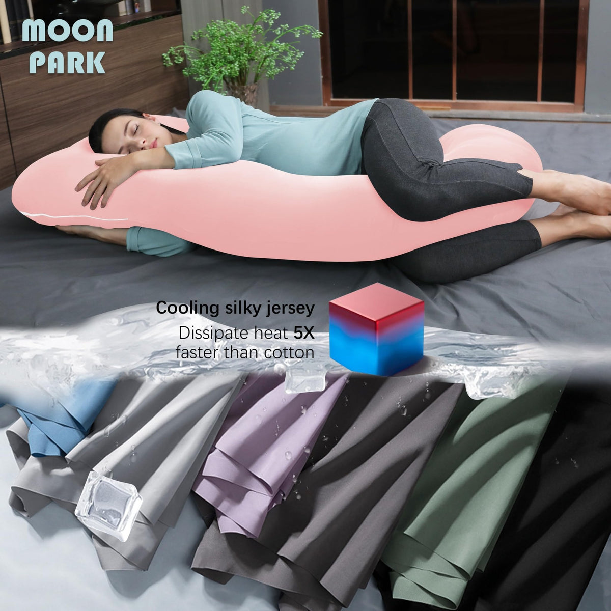 MOON PARK Pregnancy Pillows for Sleeping - U Shaped Full Body Maternity Pillow with Removable Cover - Support for Back, Legs, Belly, HIPS - 65 Inch - Purple - Jansha Store
